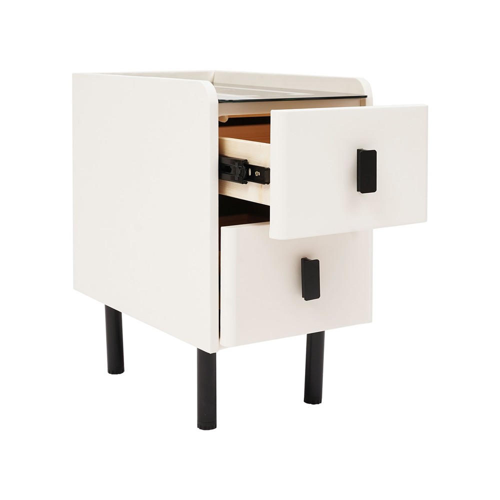 Smart Bedside Table Nightstands with Wireless Charging & LED Light & 2 Drawers