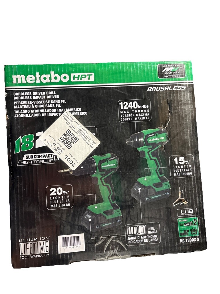 Metabo HPT 18-volt 2-Tool Brushless Power Tool Combo Kit w/Soft Case