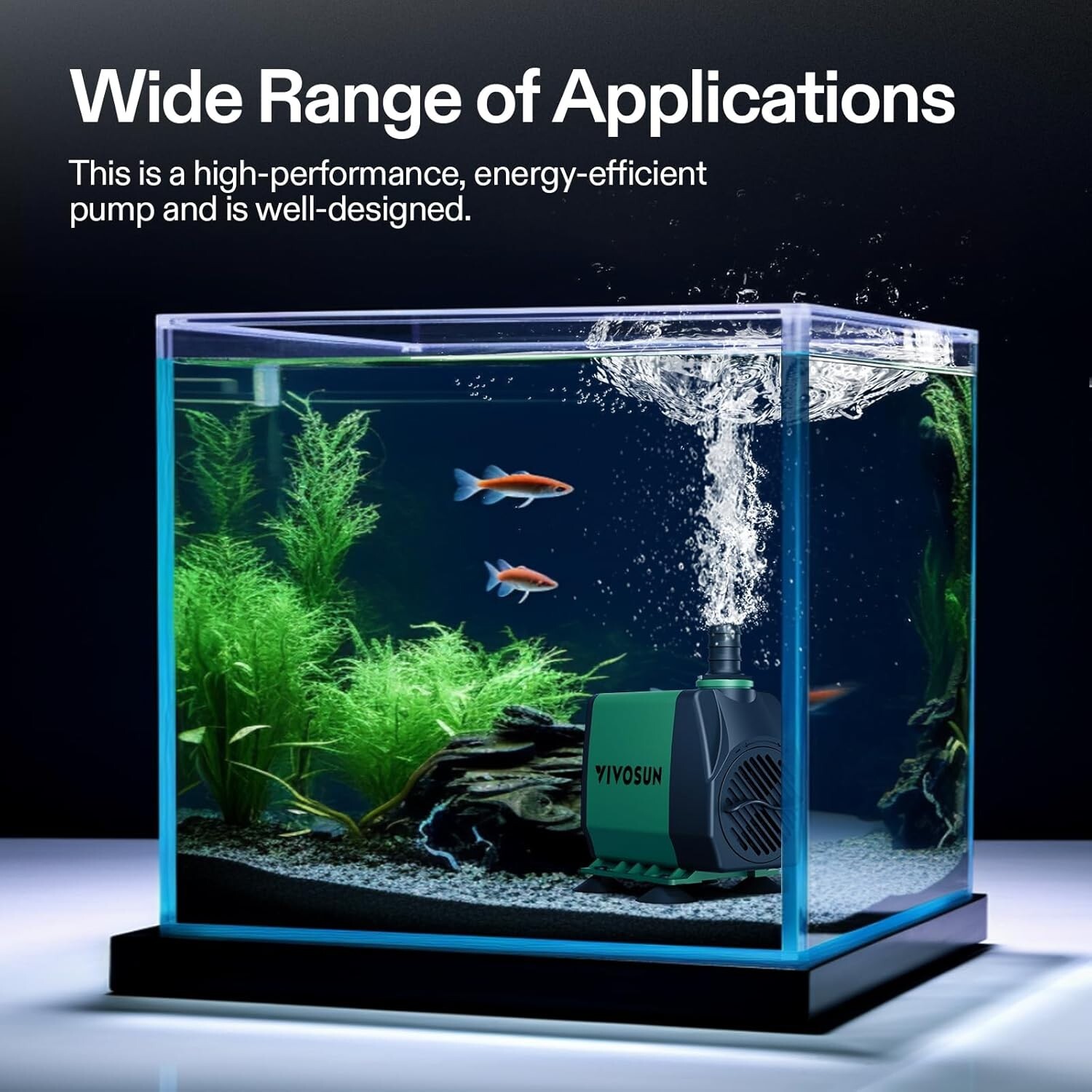 VIVOSUN Water Pump Hydroponics Pond Fountain Aquariums Submersible Fish Tank