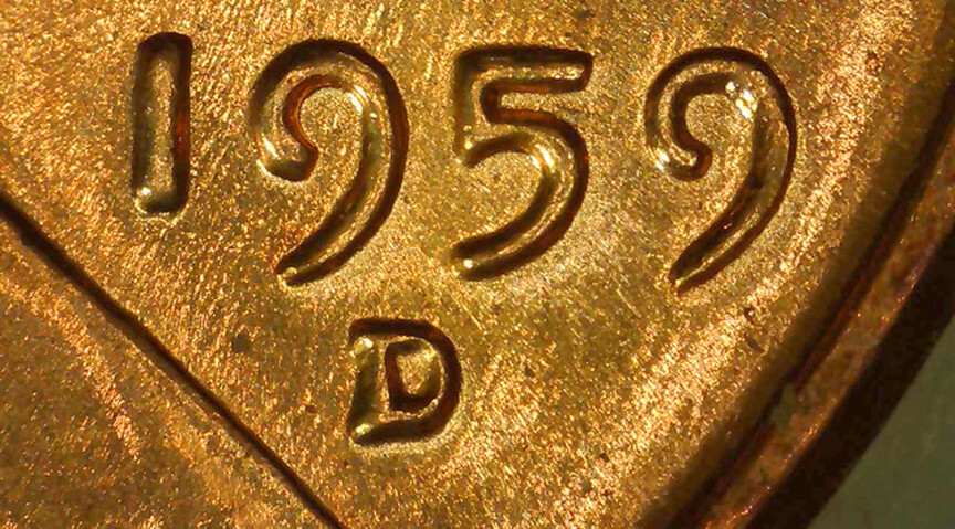 1959 D Lincoln Cent BU Red- Spike Head- Pre-Cud?