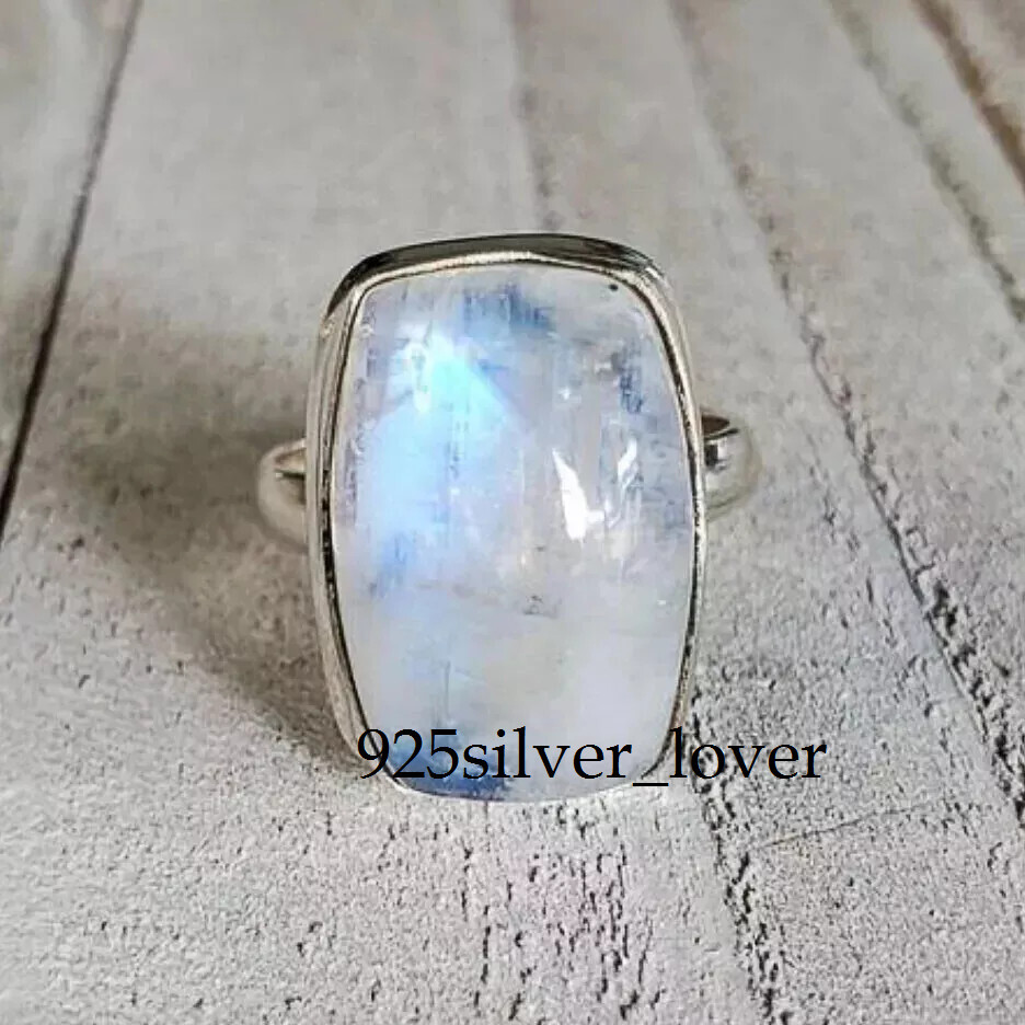 Moonstone Gemstone Ring 925 Sterling Silver Handmade Statement Ring D-54