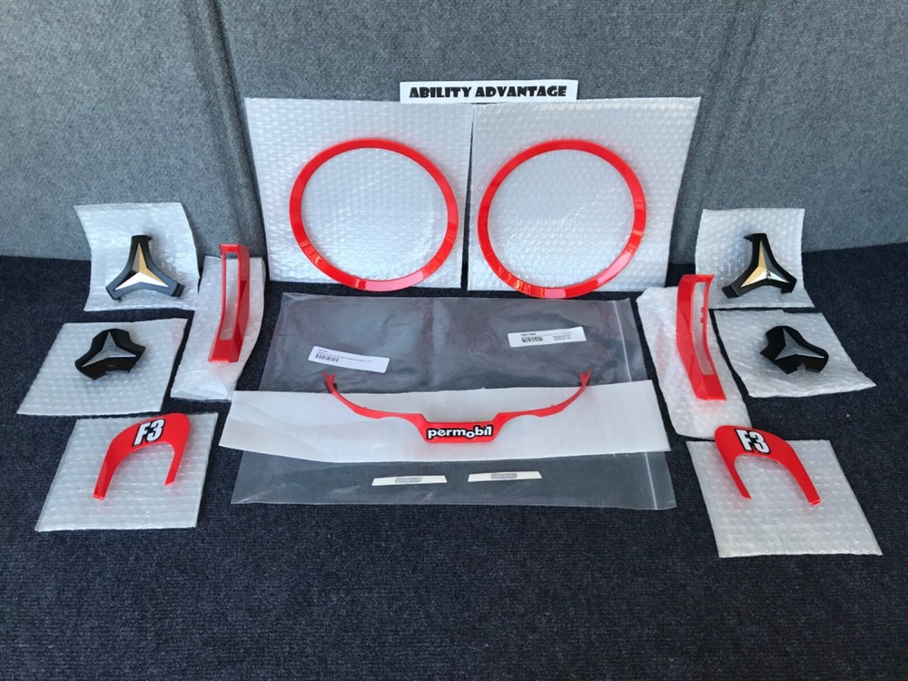 1 Pair Permobil Reflector Yellow CASTER HUB CAPS. Version 1 only.