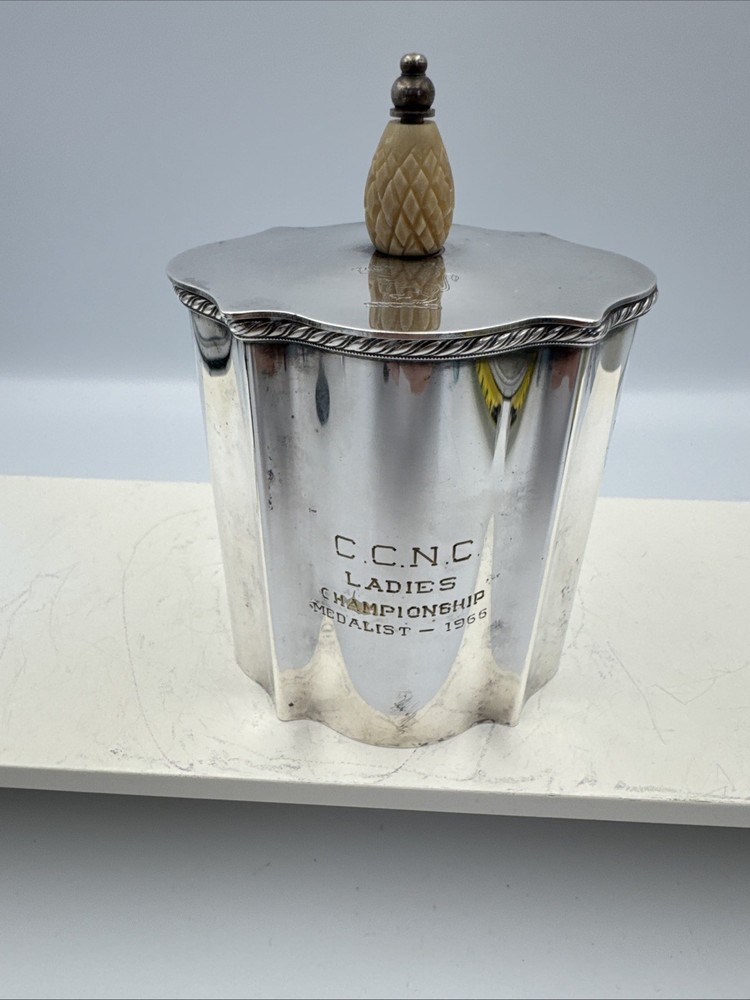 1966 C.C.N.C. Trophy Silver Plate Metal Tea Caddy By IFS Israel Freeman & Son