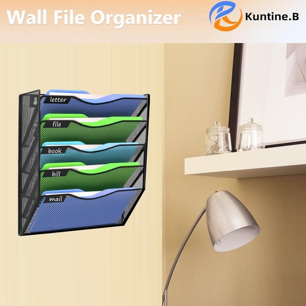 Wall File Organizer (Black, 5 Tier)