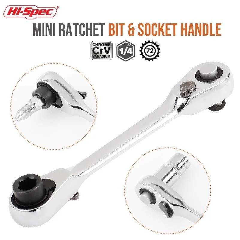 1/4" Mini Double-Ended Quick Socket Ratchet Wrench Rod Screwdriver Bit Tools.