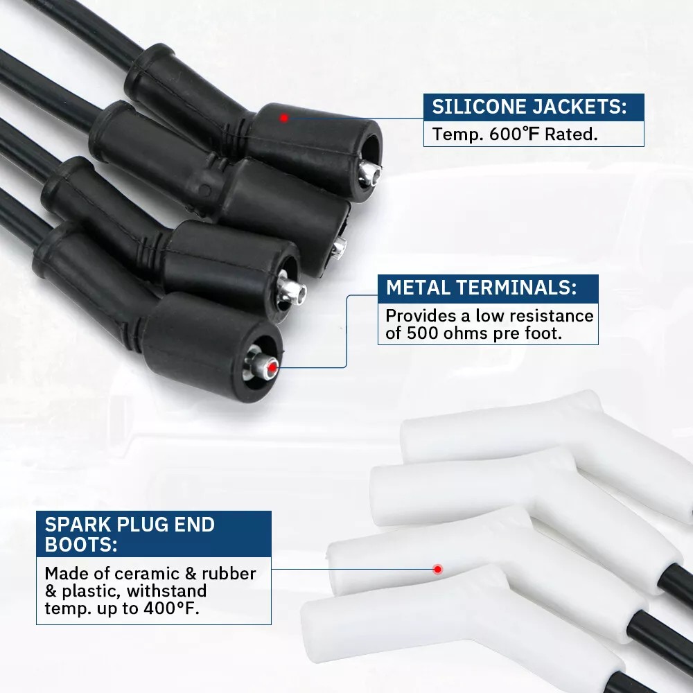 9070C⬆Ceramic Boot Spark Plug Wire Set 8 For Chevy GMC LS LS3 LS4 LS7 LT Engines