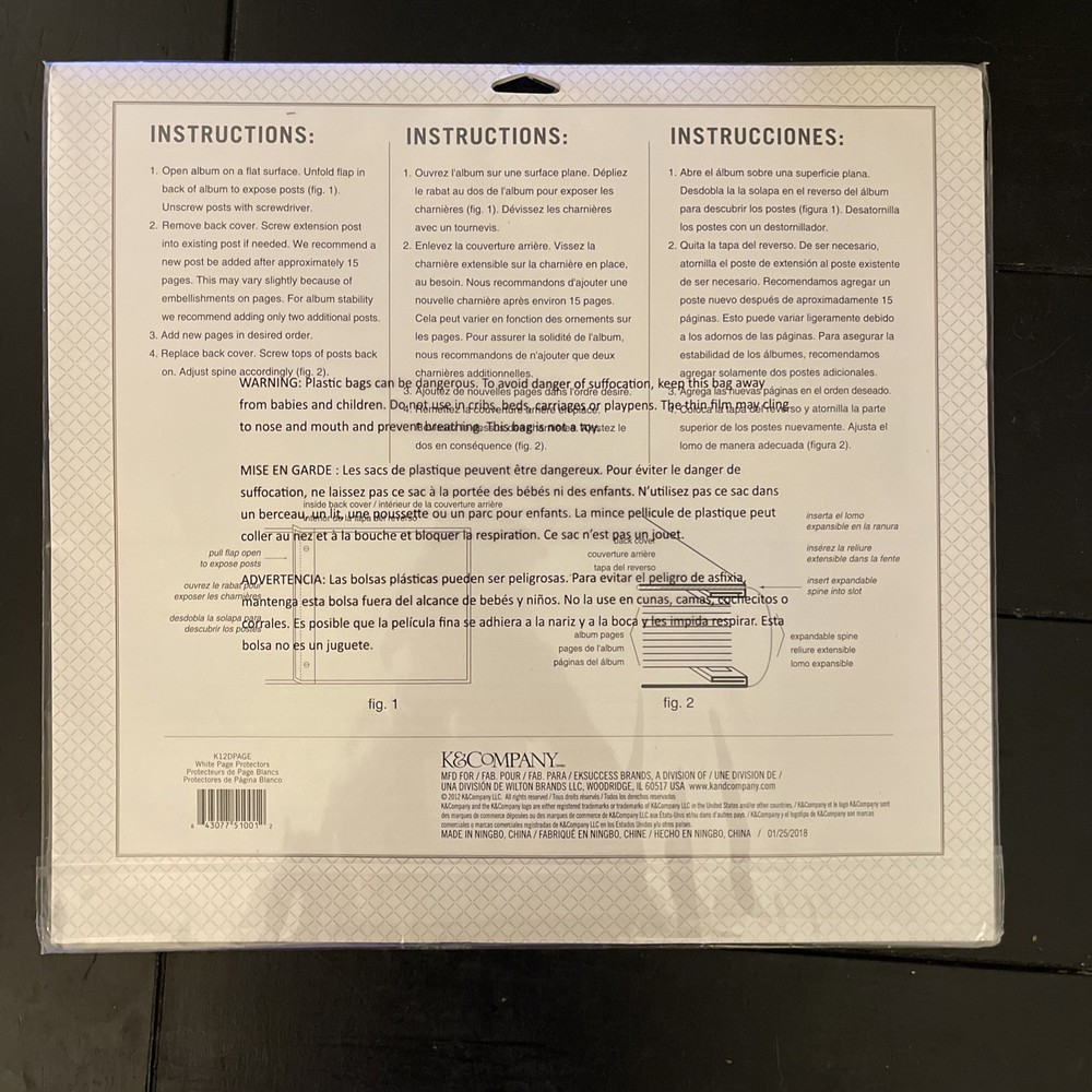 K&Company Post Bound Page Protector Refills 12"X12" 10/Pkg-W/White Inserts