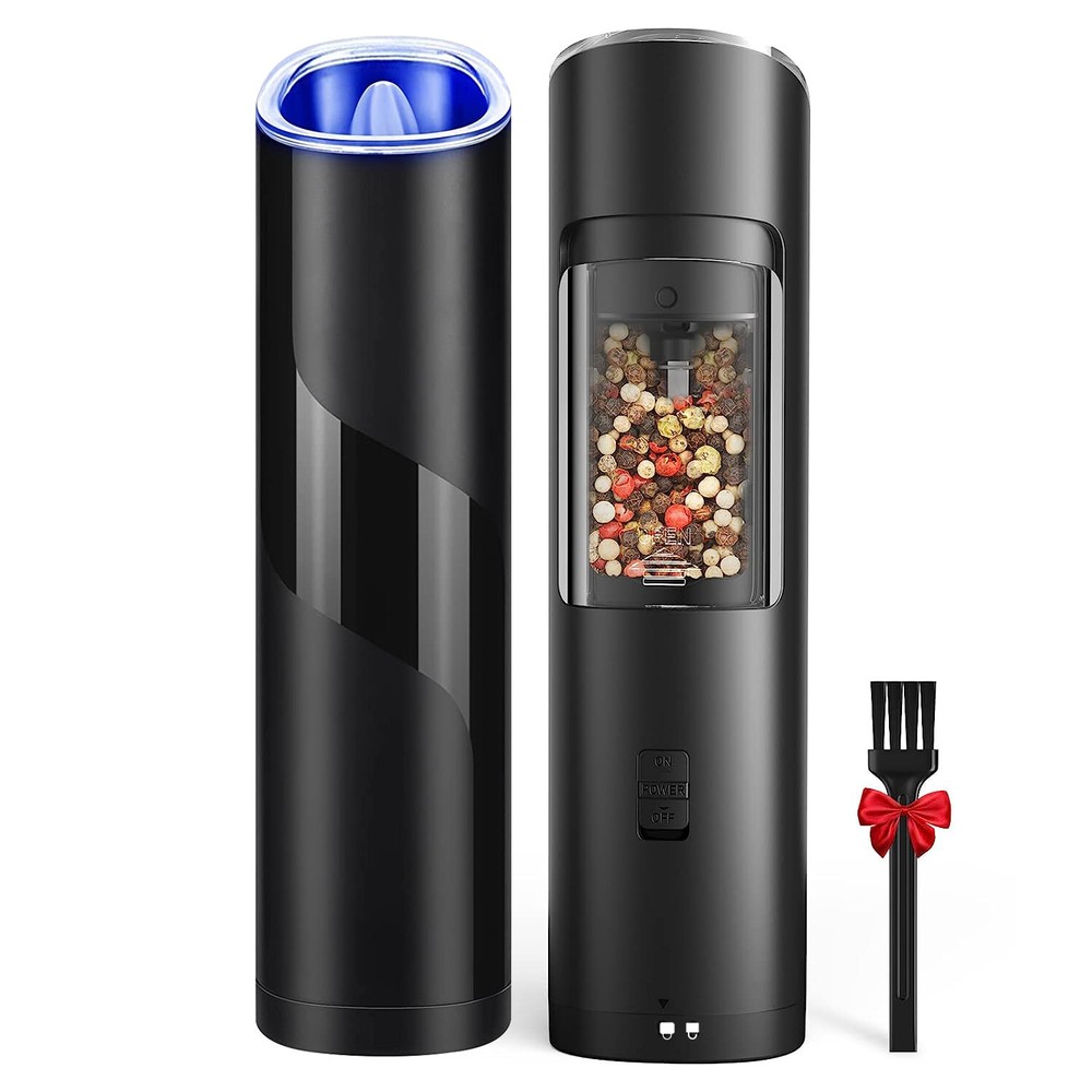 Automatic Gravity Electric Salt Pepper Grinder LED Set Adjustable Coarseness