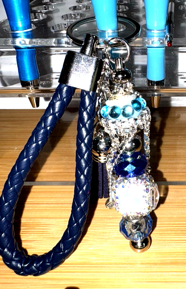 5 Handcrafted FANCY Beaded Pens & 1 Key Chain