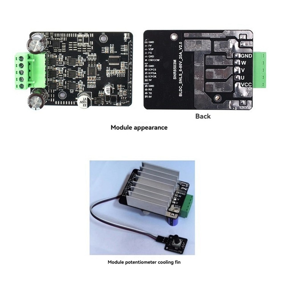 DC 6-80V BLDC Three Phase Brushless DC Motor Controller PWM High Performance - 19952