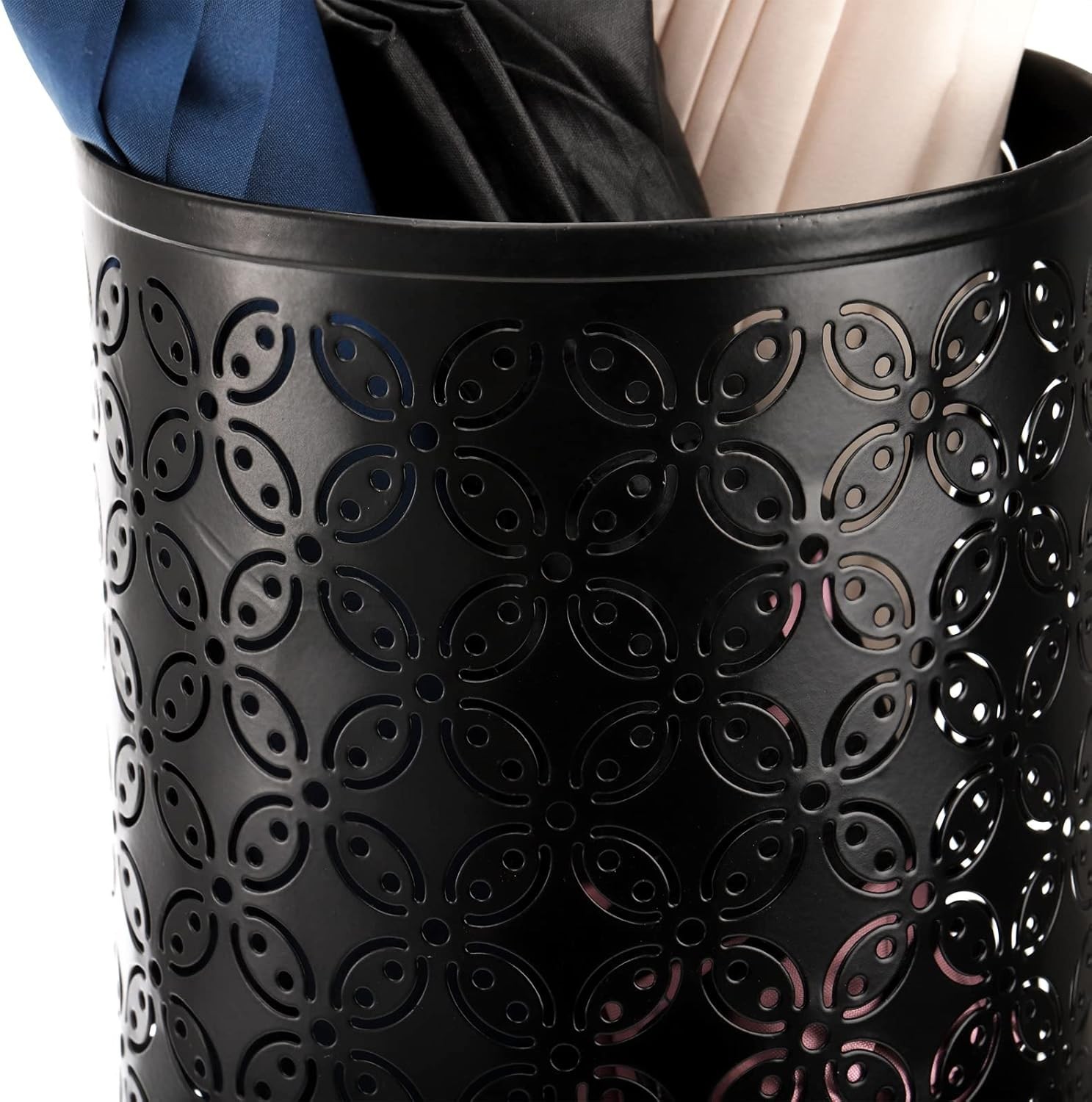 Metal Round Umbrella Stand Rack, Free Standing Umbrella Holder Bin, Canes Wal...