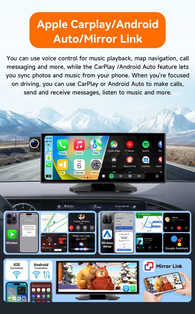 11.4'' Android 14 Car Stereo 8-Core 4G+64G CarPlay Android Auto IPS Touch Screen