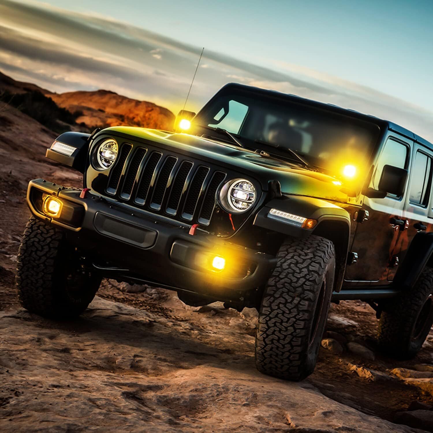 Nilight 2PC 4Inch Amber Led Pods Triple Row 60W Flood Spot Combo Fog Lights