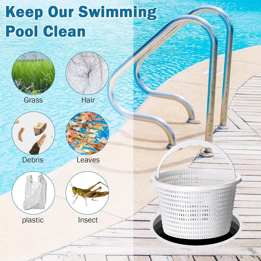 Rip-Resistant Pool Skimmer Baskets with Extendable Hook for Quick Debris Removal