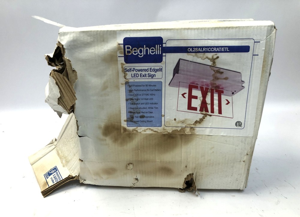 Beghelli OL2 Self Powered Edge Lit LED Exit Sign Please Read