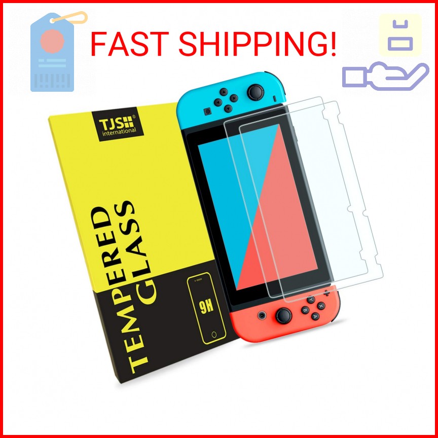 TJS 2 Pack Screen Protector Tempered Glass for Nintendo Switch Model 2017 6.2",