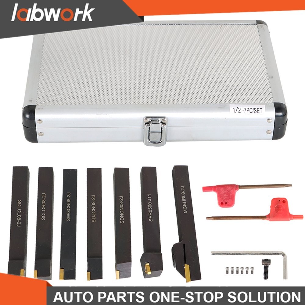 Labwork 	7Pack Milling Cutter 1/2" Indexable Carbide Turning Tool Set  For Lathe