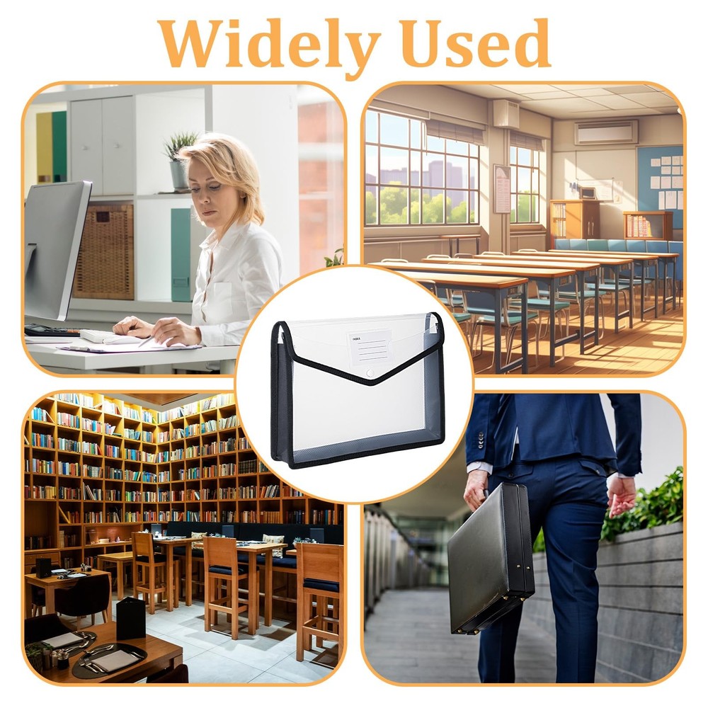 12 Pack Plastic Expanding File Folder, Folders for Documents with Snap Closur...