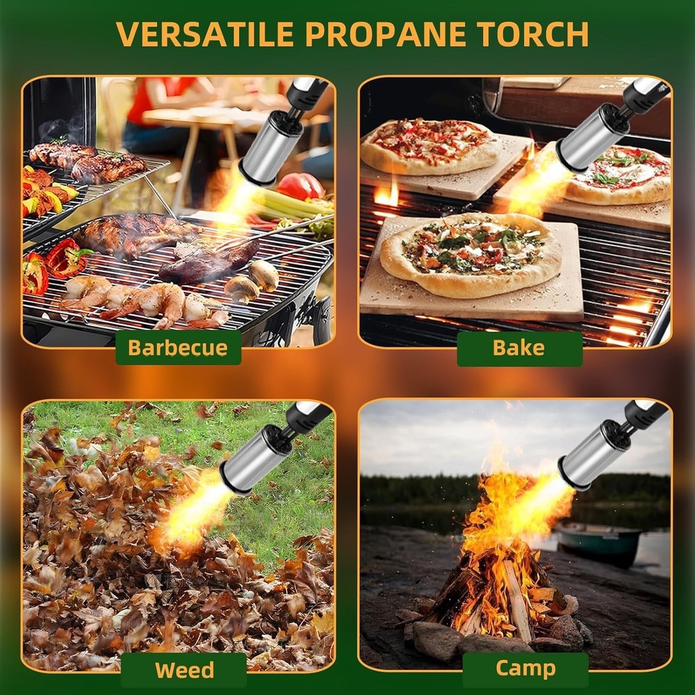 Powerful Propane Torch with One-Touch Max Fire, Adjustable Kitchen Torch with...