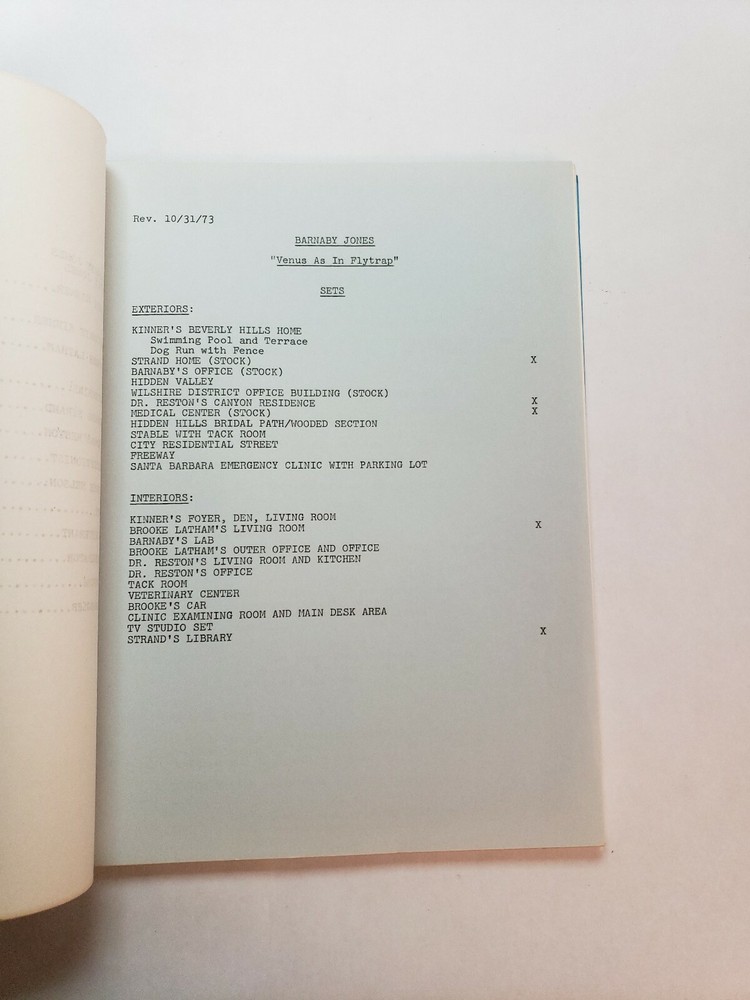 BARNABY JONES / Robert Heverly 1973 TV Script, Jack Ging "Venus as in Flytrap"