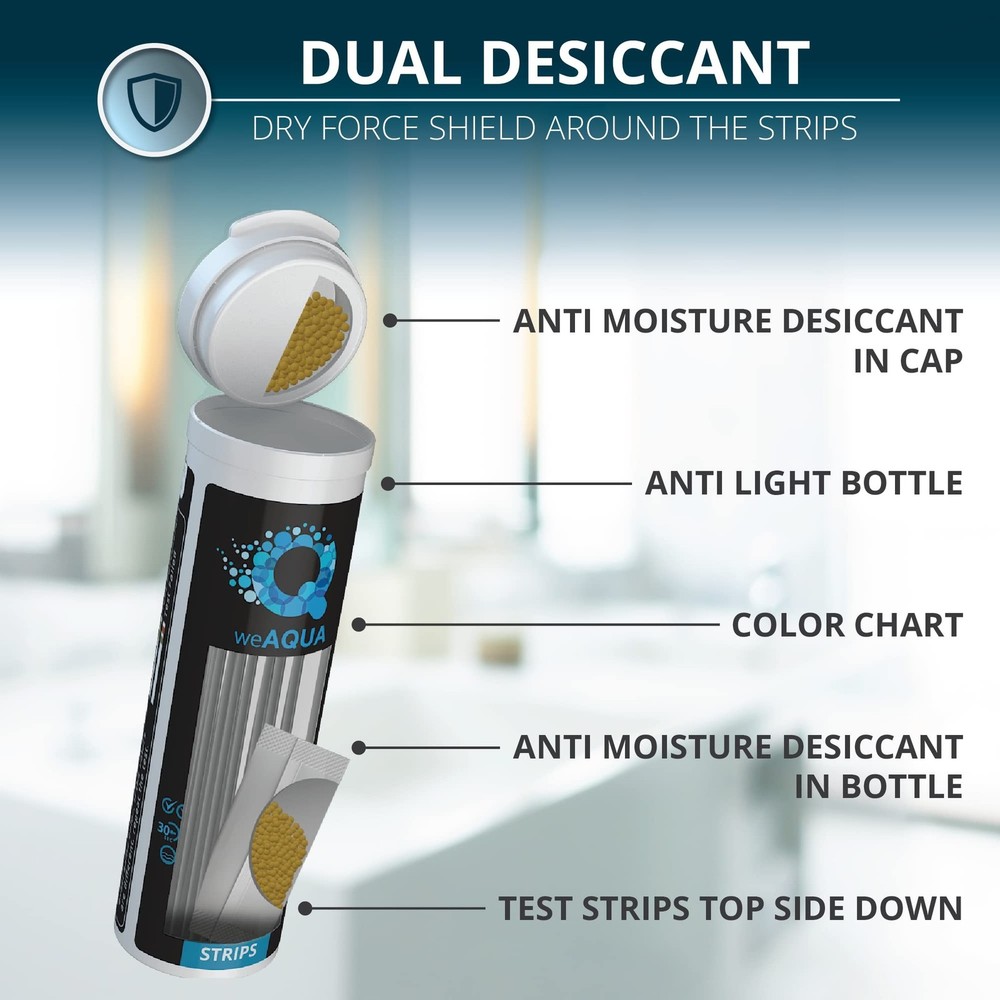 WeAQUA DoubleCheck Water Hardness Test Kit 200 Strips with Sample Cup - Hard ...