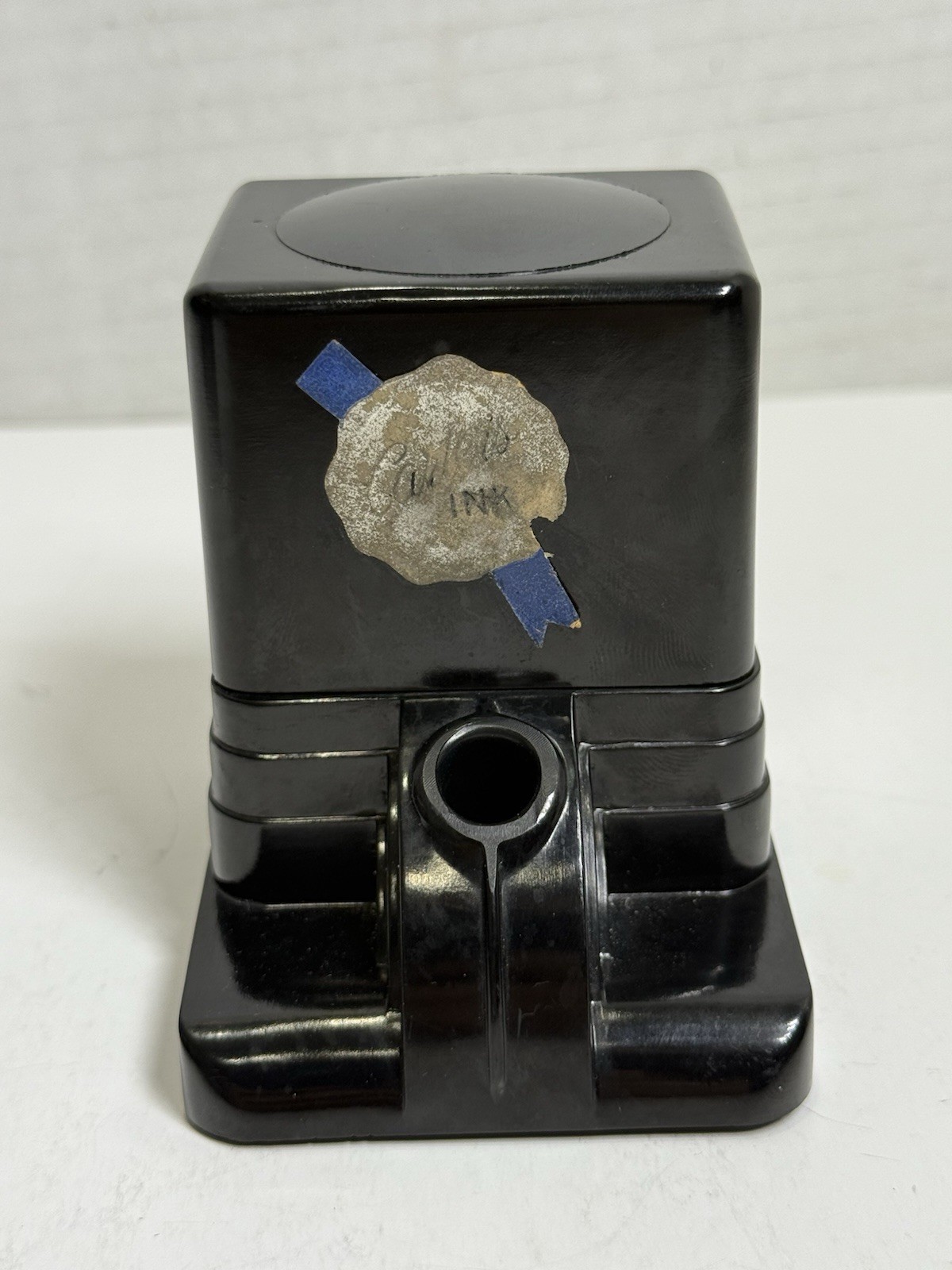 Vintage Carter's Cube - Well Dip Pen Ink Well with Glass Bottle Made in USA