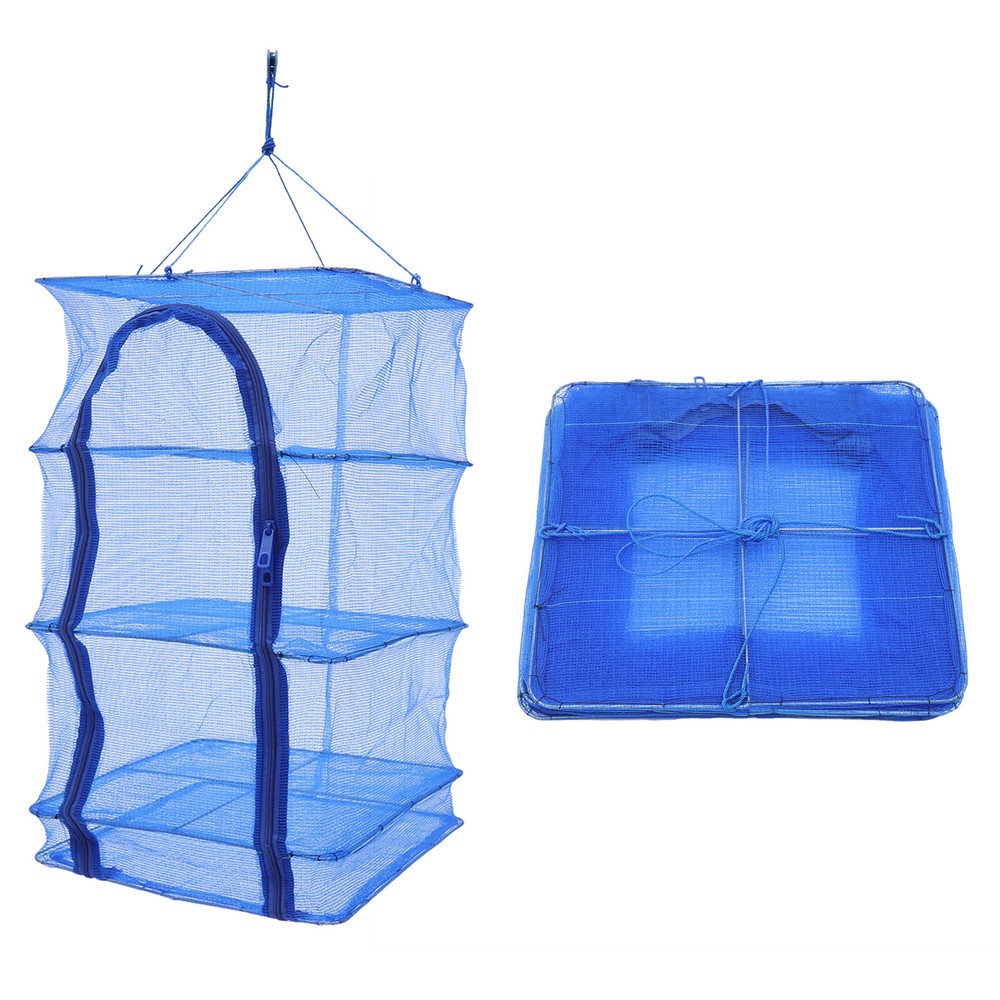 4-Layer Hanging Herb Mesh Rack Foldable Drying Net with Zippers 35*65cm