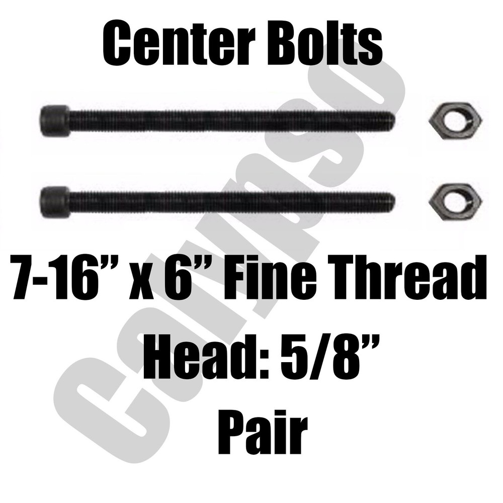 Leaf Spring Center Bolt - 7/16 x 6 (PAIR) Fine Threaded Leaf Bolts with Nuts
