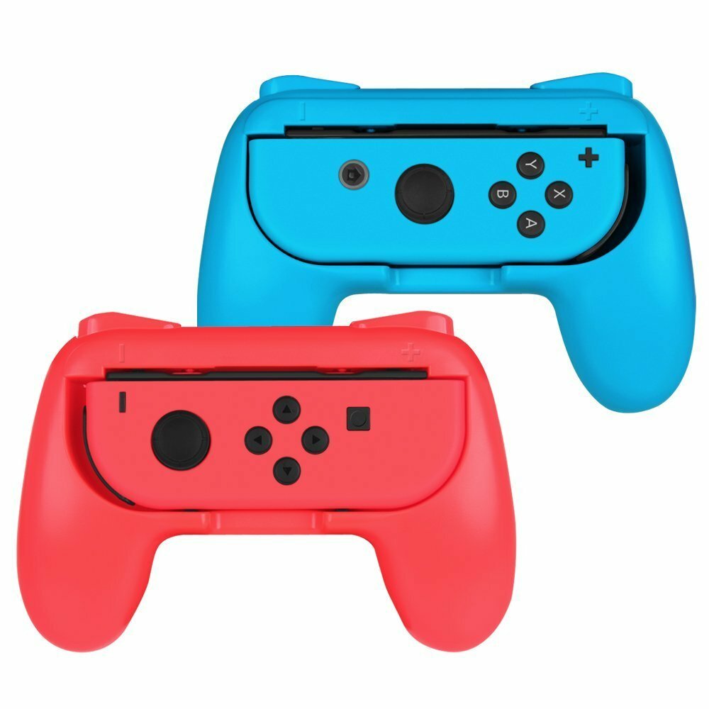 Beastron Grips Compatible with Nintendo Switch Joy Cons, Bundle (Red/Blue/Black)