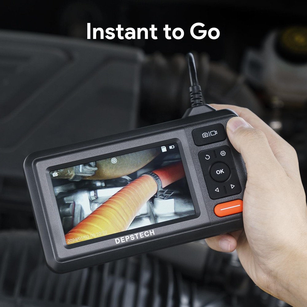 Dual Lens Borescope Camera with Light, HD Endoscope, 4.3'' IPS Screen, Inspec...