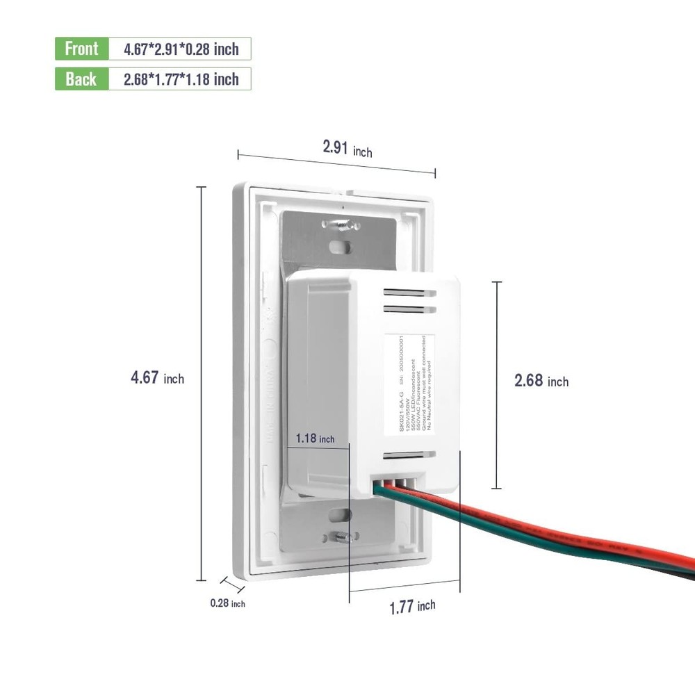 Motion Sensor Switch with 3 in 1 Occupancy Sensor Switch/Vacancy Sensor Switc...