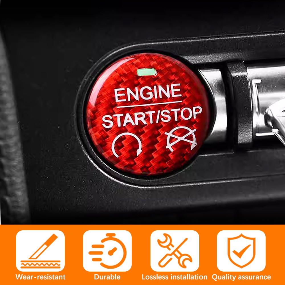 Carbon Fiber Engine Start Stop Button Switch Cover Trim For Ford Mustang 2015+🚘