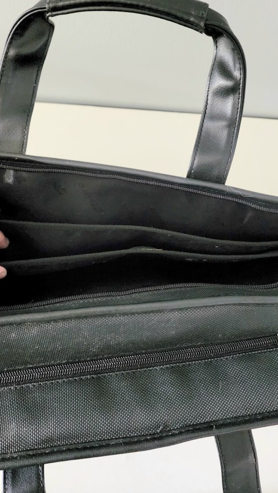 Messenger bag computer work school leather trim mesh front pockets organizer