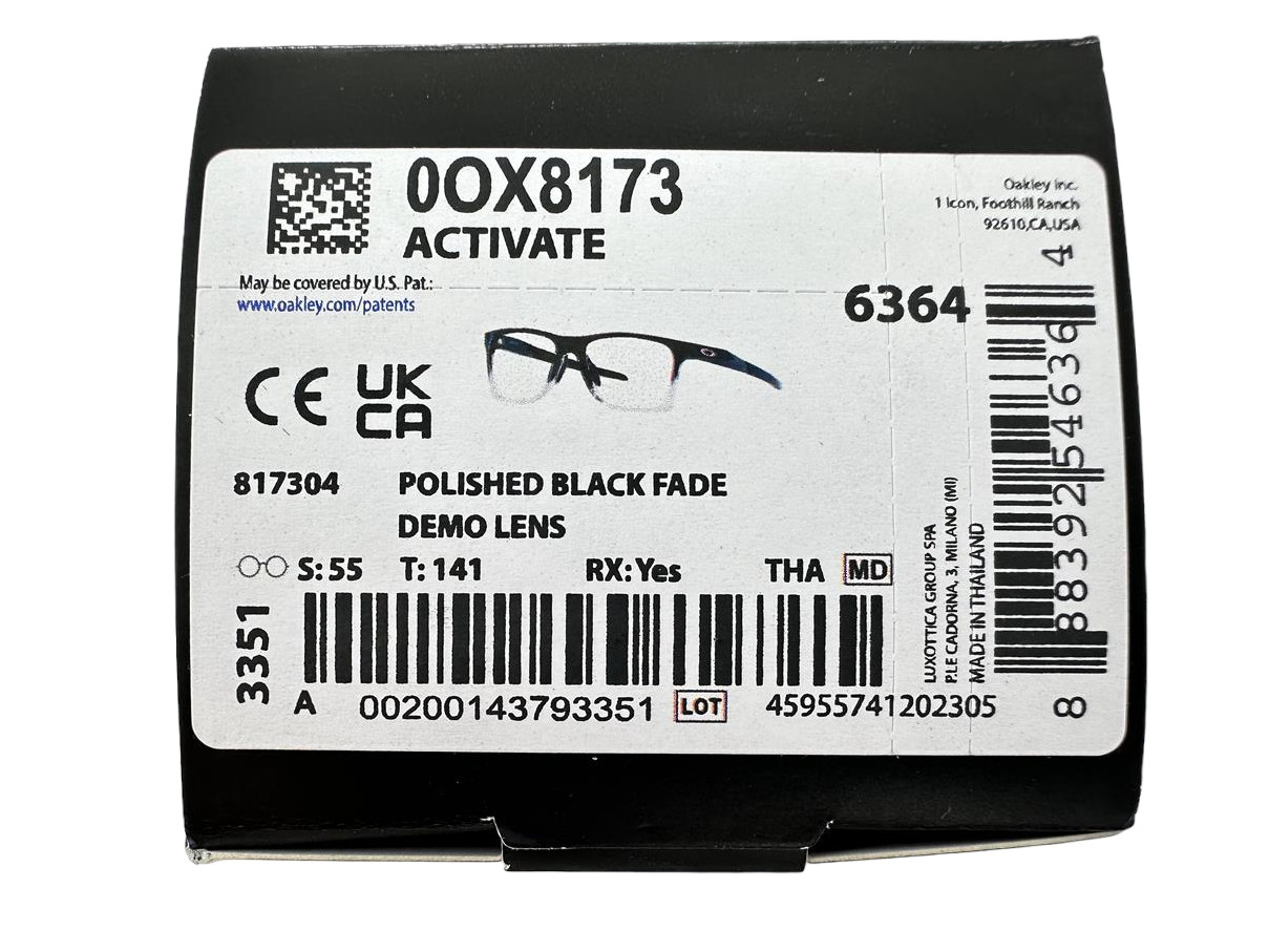 Oakley NEW Activate Polished Black Fade $205 Fashion Frames 55-16-141 Eyeglasses