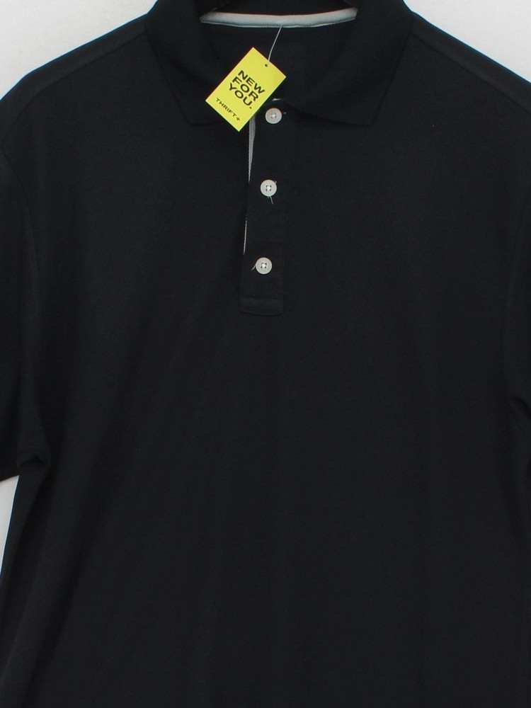 Reebok Men's Polo L Black 100% Polyester Collared Basic