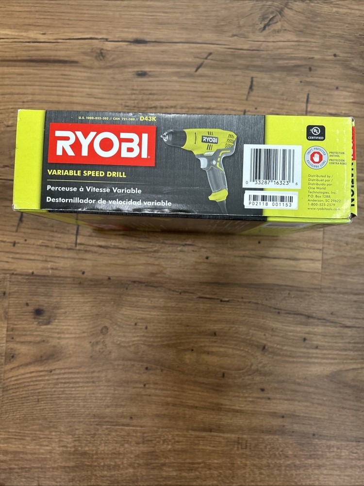 Ryobi Corded 3/8 Inch Compact Drill/Driver with Bag D43, 5.5 Amp Variable Speed
