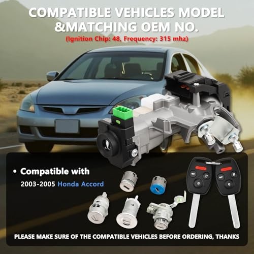 Ignition Switch Lock Cylinder with Key (with Blank Chip) 03-07 Accord