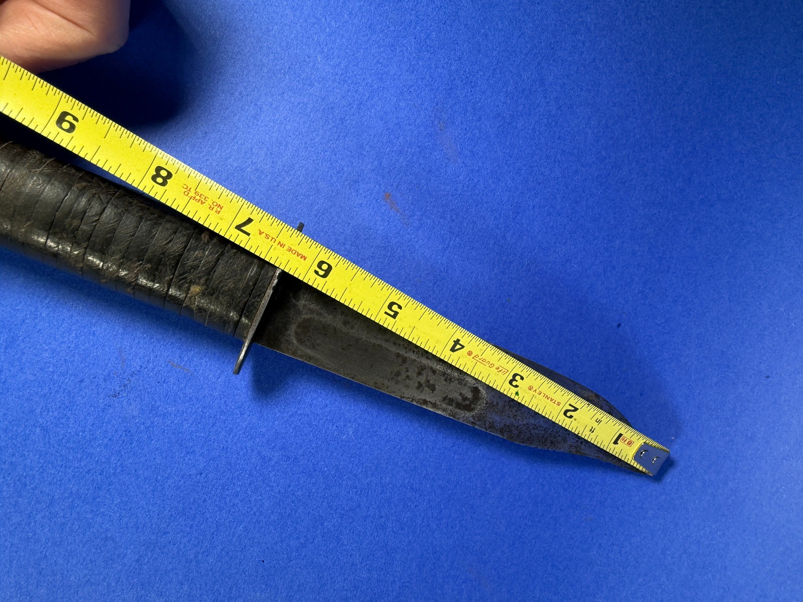 VTG WW2 ERA PERSONAL 12" FIGHTING KNIFE SANSSOUCI DR FRANCE W/ LEATHER SHEATH