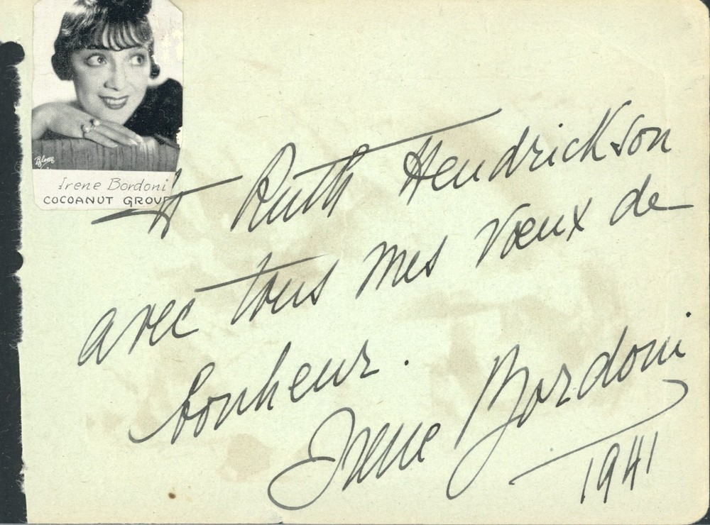 Vintage Irene Bordoni Autograph