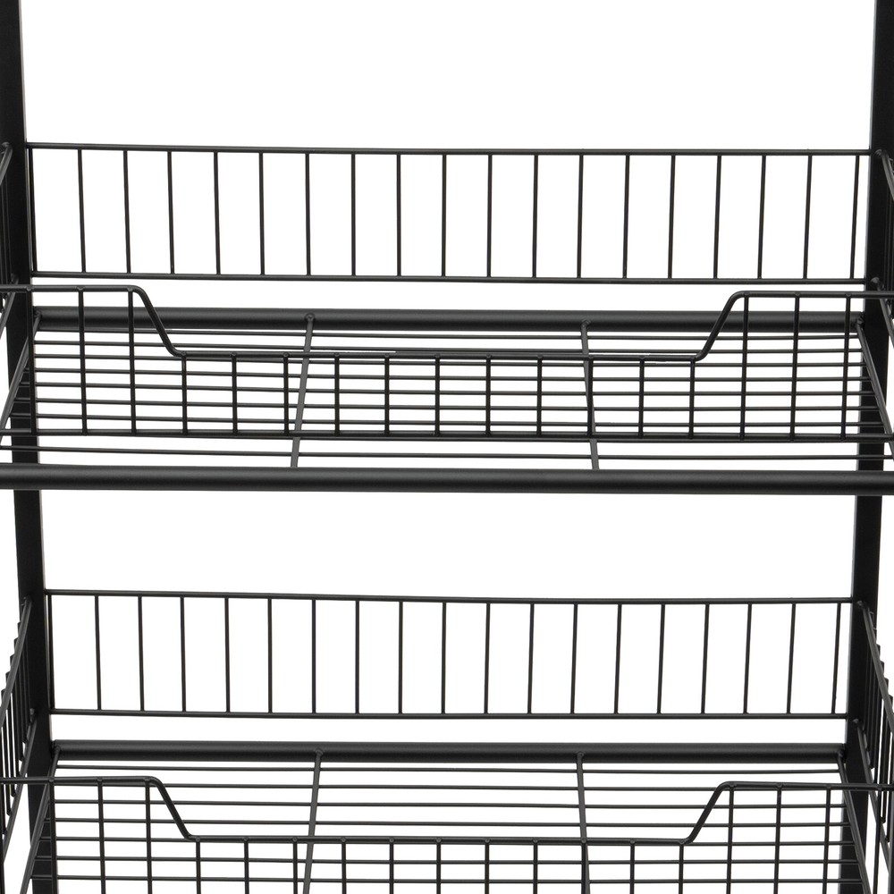 4-Tier Adjustable Rolling Snack Rack with Hanging Board - Freestanding Display