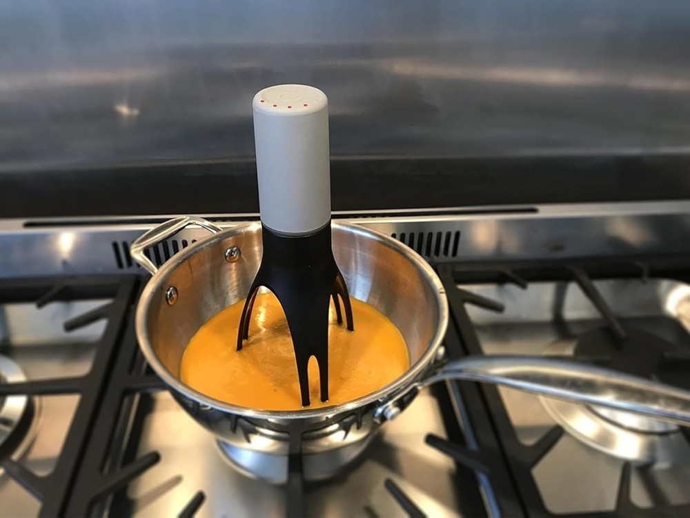 Effortless Cooking: Teal & Grey Automatic Stirrer with Timer & Dishwasher Safe