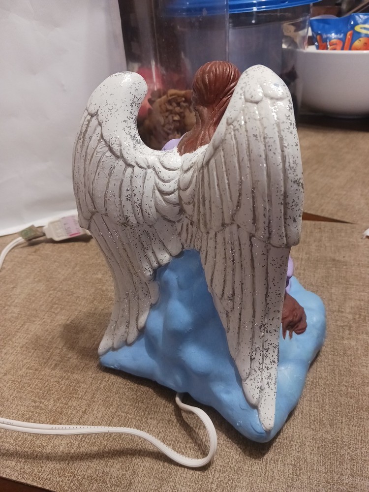 Ceramic Angle Playing Instrument Night Light With Wings Hand Painted