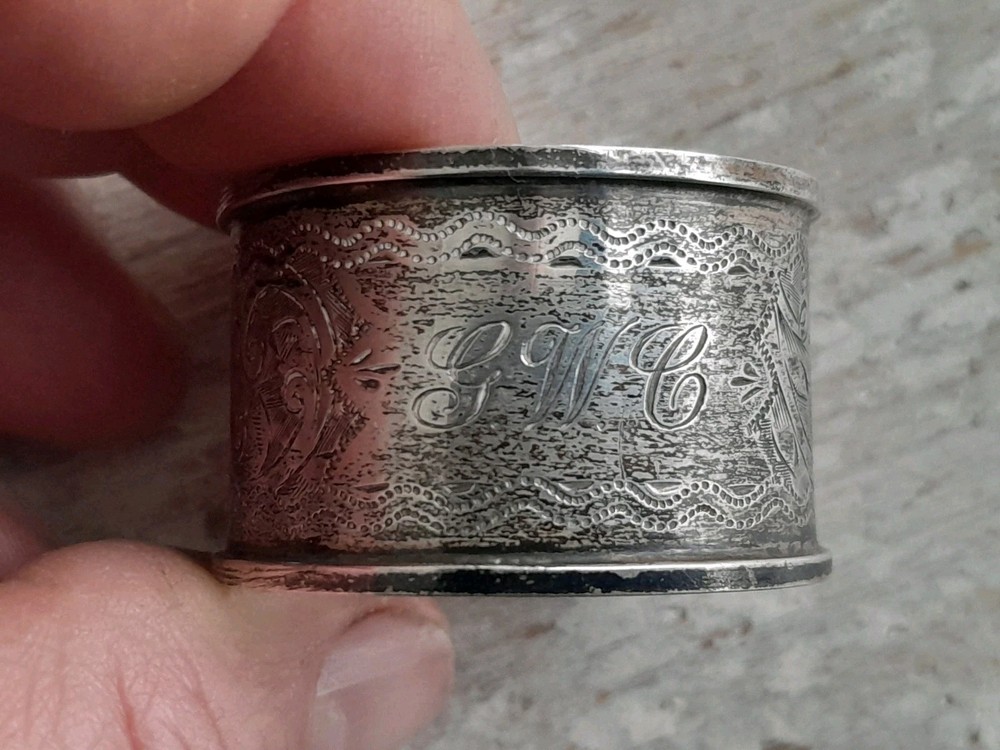 Vintage Solid Silver Napkin Ring Holder Hallmarked Birmingham Display Collector