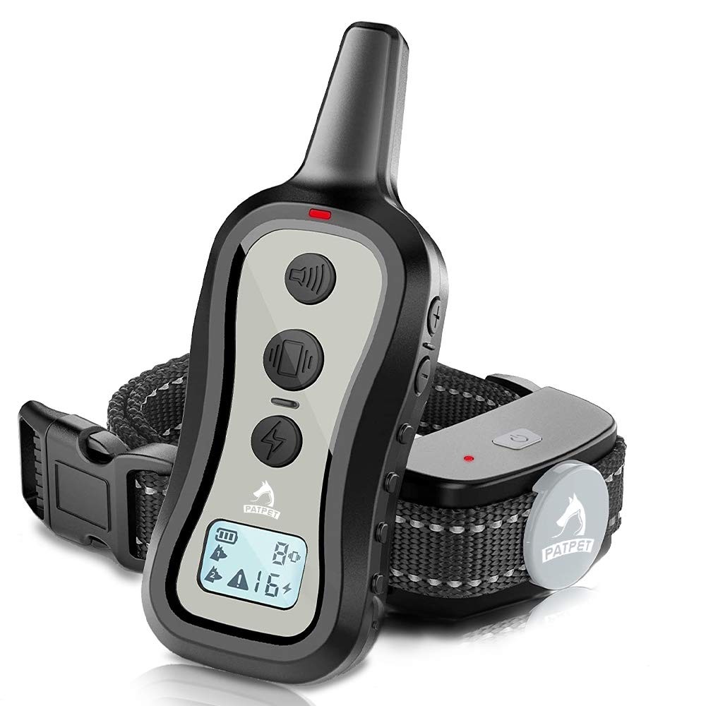 Dog Training Collar Light Grey 1000ft Range 3 Training Modes Adjustable Fit