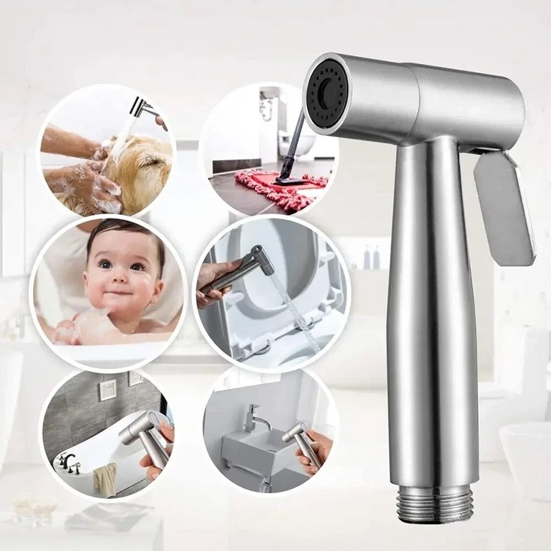 US Toilet Shattaf Adapter Hose Bidet Spray Stainless Steel Handheld Shower Head