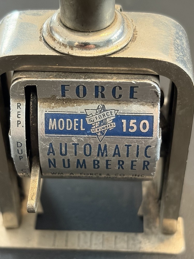 Vintage FORCE Model 150 Automatic Numbering Machine Works – Missing Knob