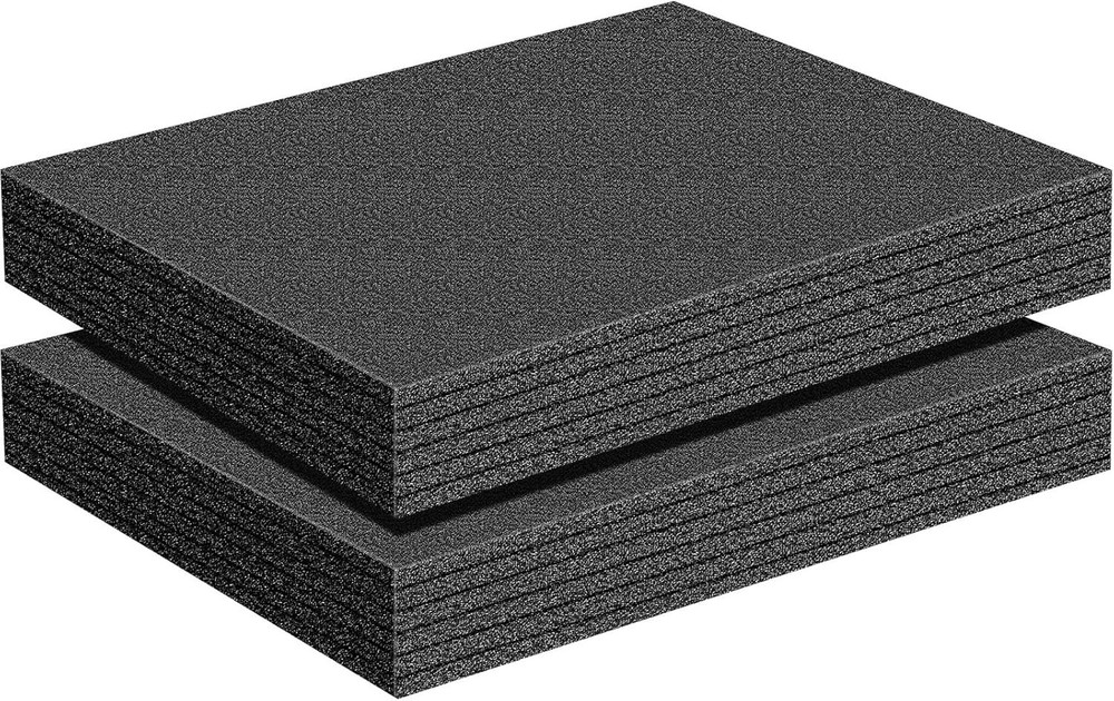 2 Pcs Customizable Polyethylene Foam Sheets 16x12x2" Black Thick Cuttable Foa...