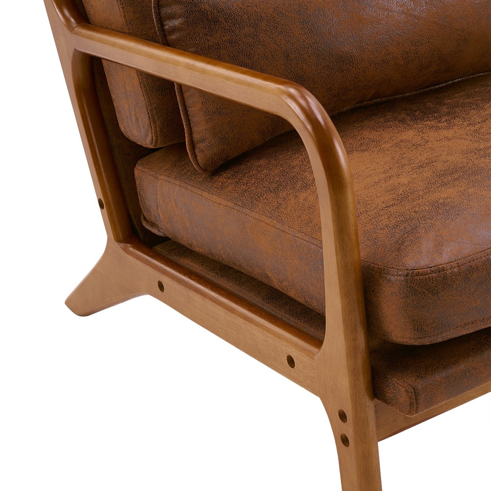 High Back Solid Wood Armrest Backrest Iron Frame Bronzing Cloth Leisure Chair