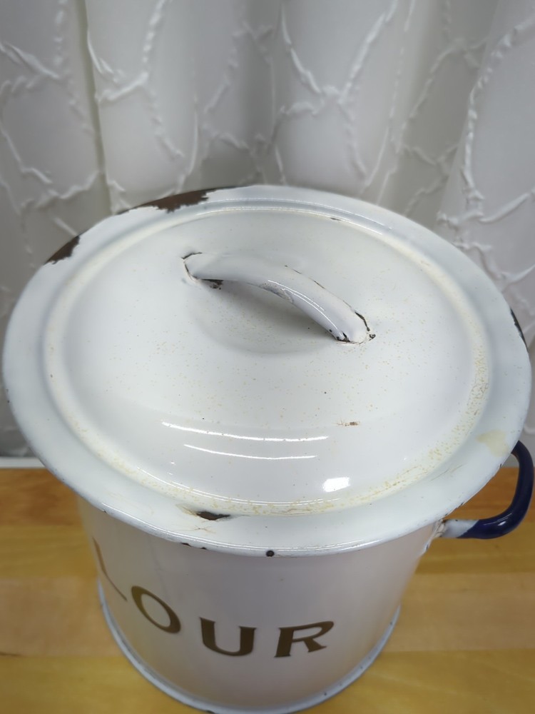 Enamelware Flour Pot
