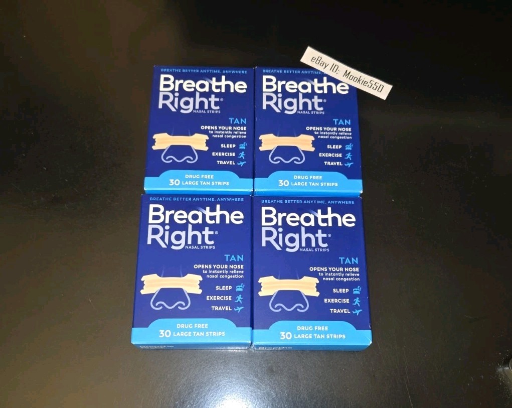 EXP 05/2030+! (120ct) 4 Box 30ea Breathe Right ORIGINAL LARGE TAN Nasal Strips
